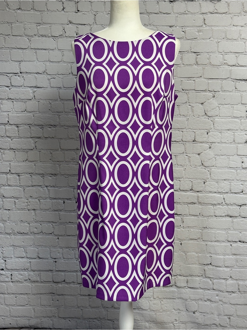 Alyx Purple and White Geometric Shift Dress Size 14